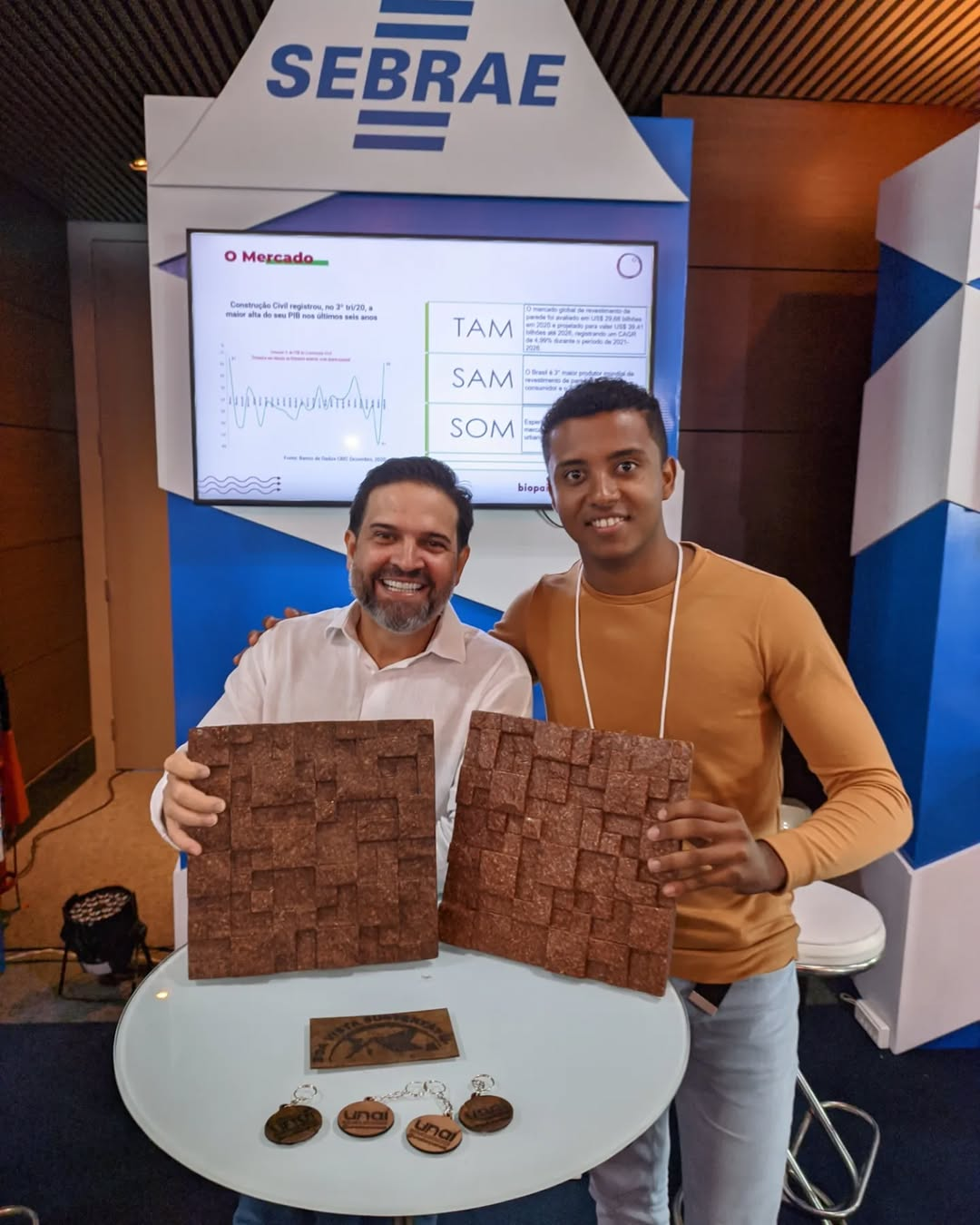 homens mostrando painel