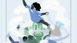 poster com ilustração de um menino e menina