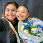 A ginasta belenense, Andreza Lima, de 17 anos, com a mãe, Flávia Lima
